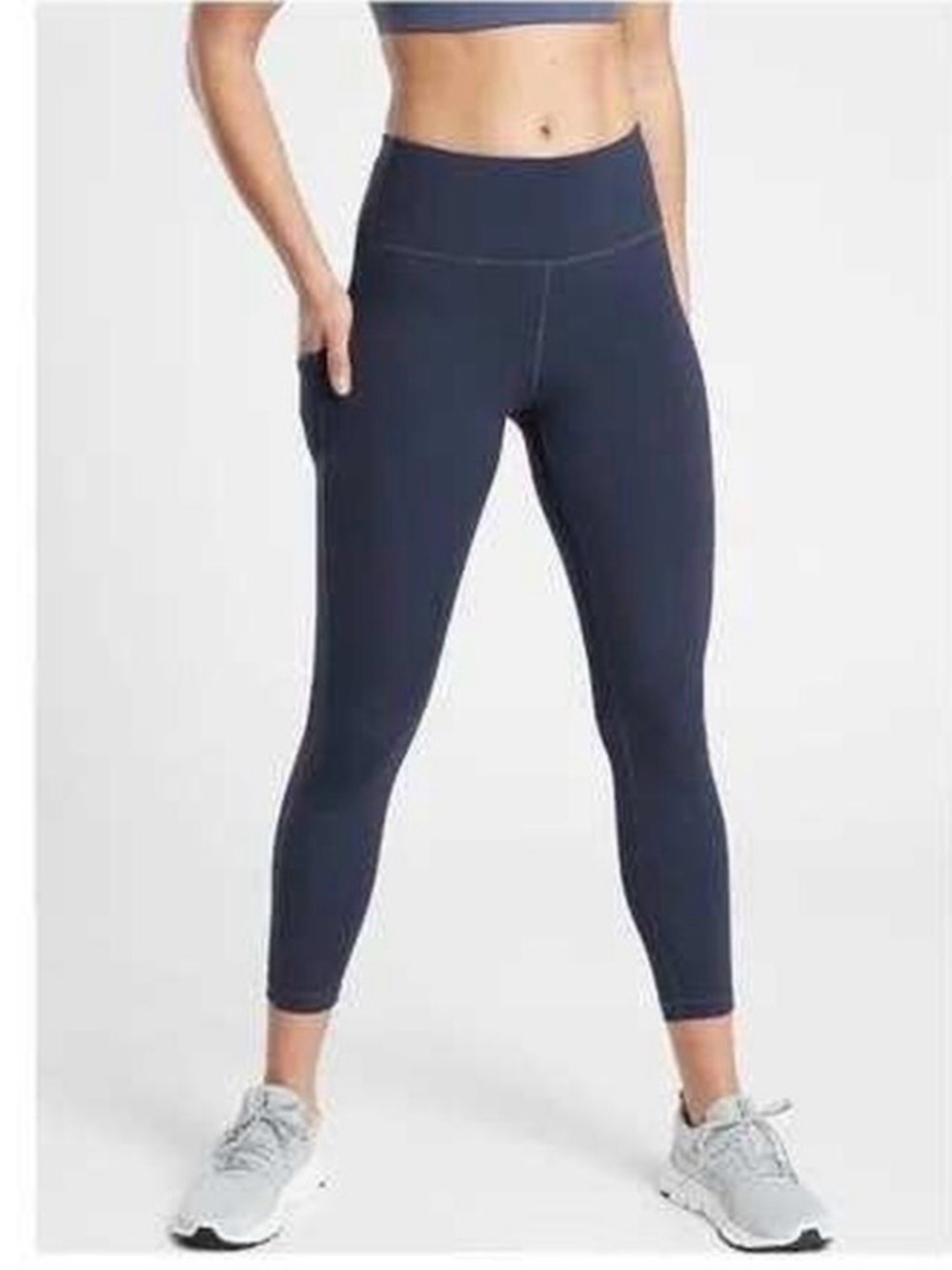 Athleta Ultimate Stash 7/8” Navy High-Rise Pocket Leggings